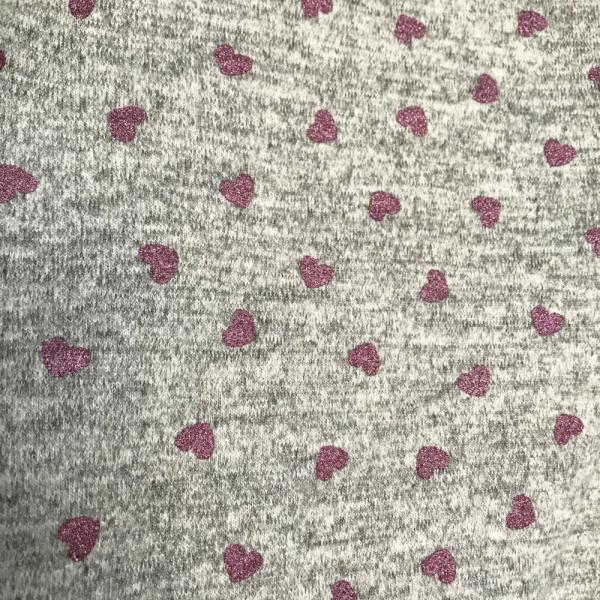 Hilco Strickstoff Heart grau Glitzer lila